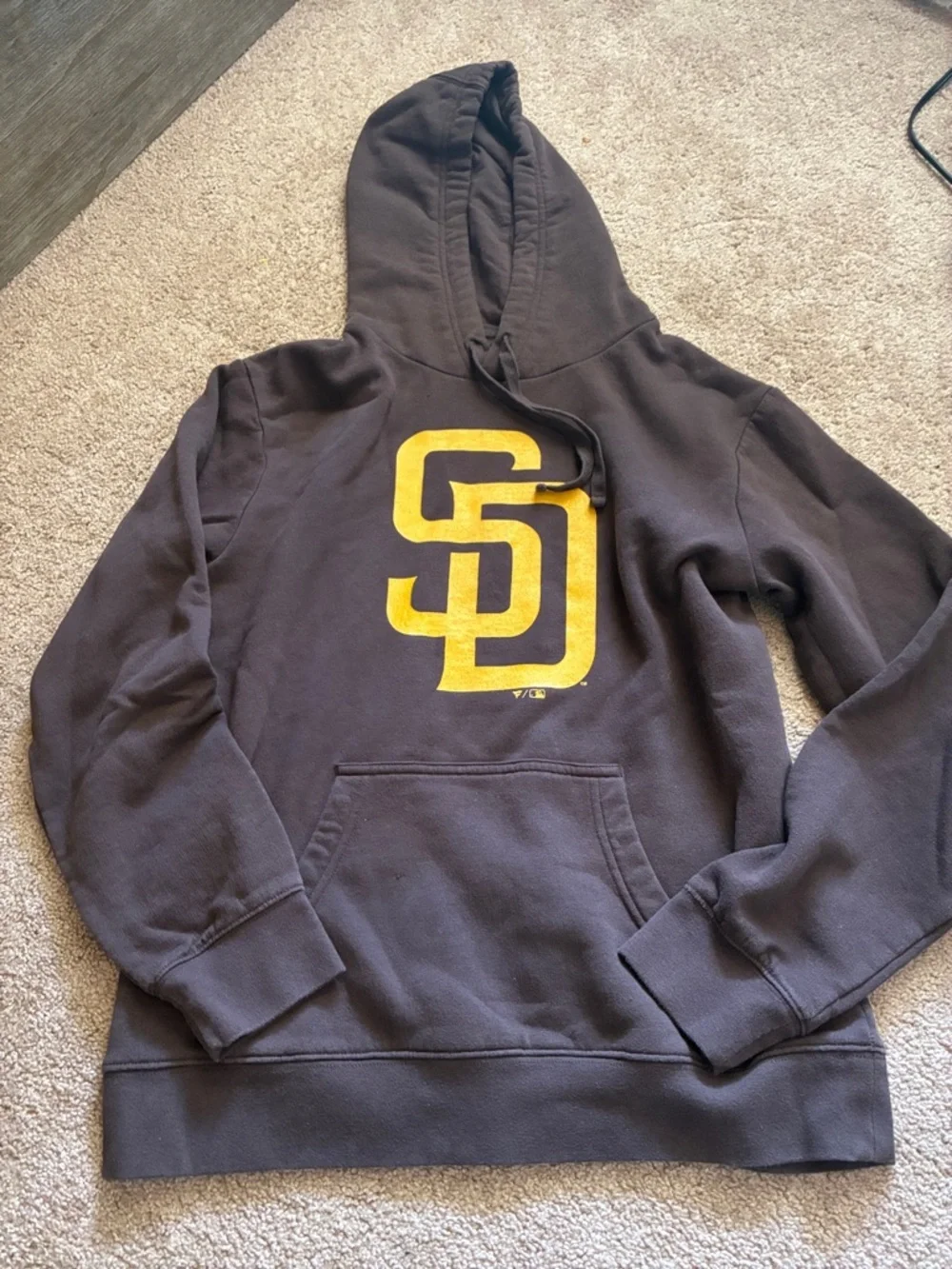 Fanatics Brown Crewneck Hoodie with Yellow SD Logo PADRES